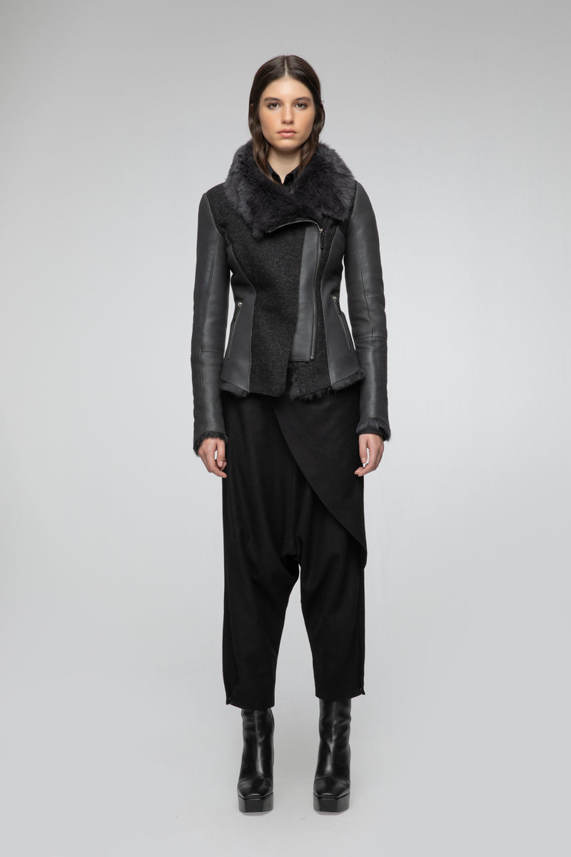 Cora - Anthracite Shearling Jacket