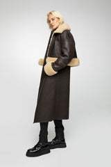 Mari - Brown Beige Shearling Jacket