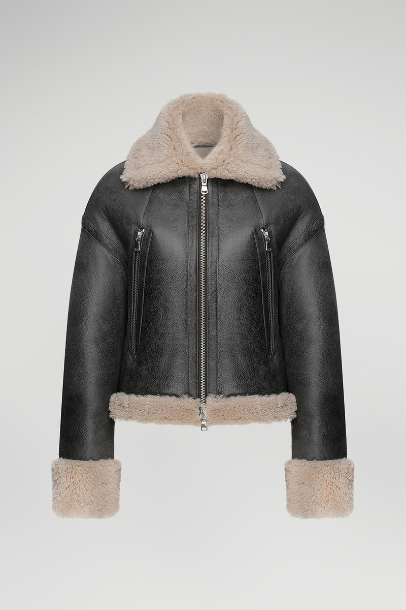Paola - Anthracite Shearling Jacket
