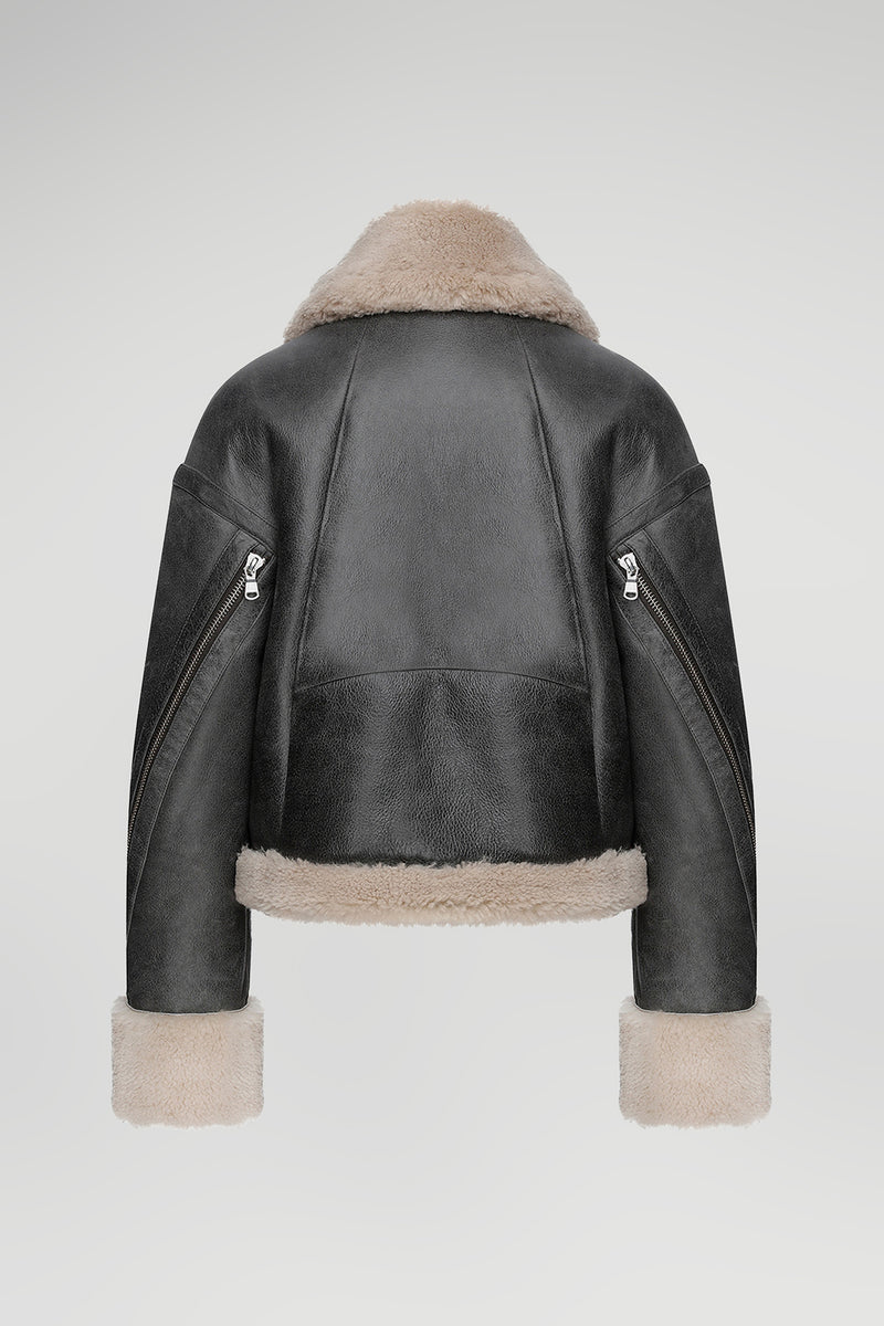 Paola - Anthracite Shearling Jacket