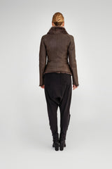 Brie - Brown Anthracite Shearling Jacket