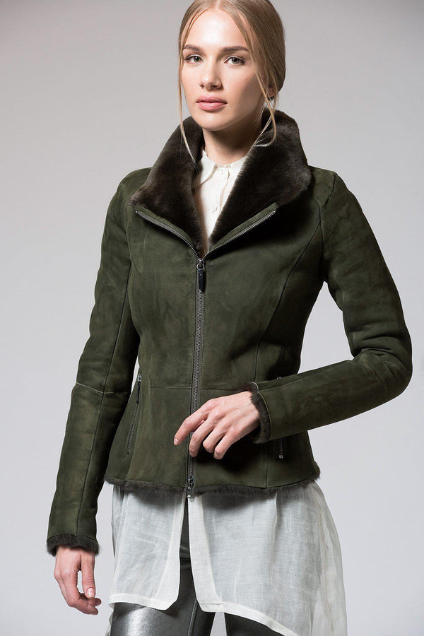 Wide Collar Shearling Jacket (715986305085)