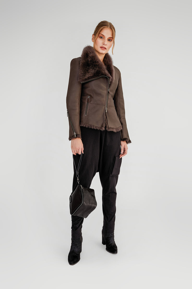 Brown Anthracite Shearling Jacket