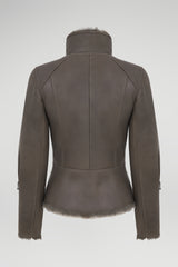 Gwen - Grey Stone Shearling Jacket