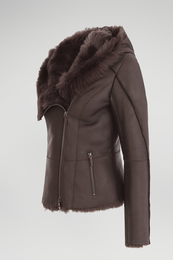 Hazel - Brown Anthracite Shearling Jacket