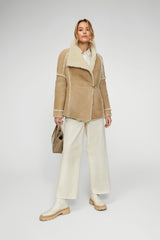 Meredith - Sand Beige Shearling Jacket
