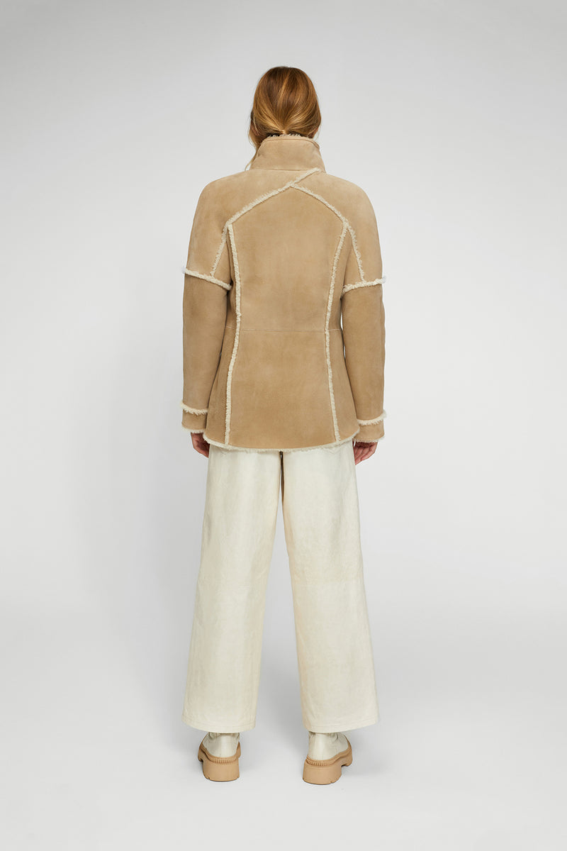 Meredith - Sand Beige Shearling Jacket