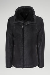 - Veste en peau lainée Noire