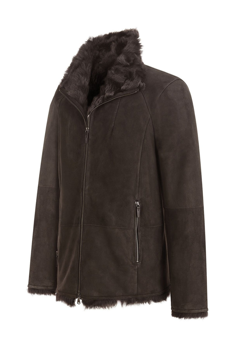 Brown Anthracite Shearling Jacket