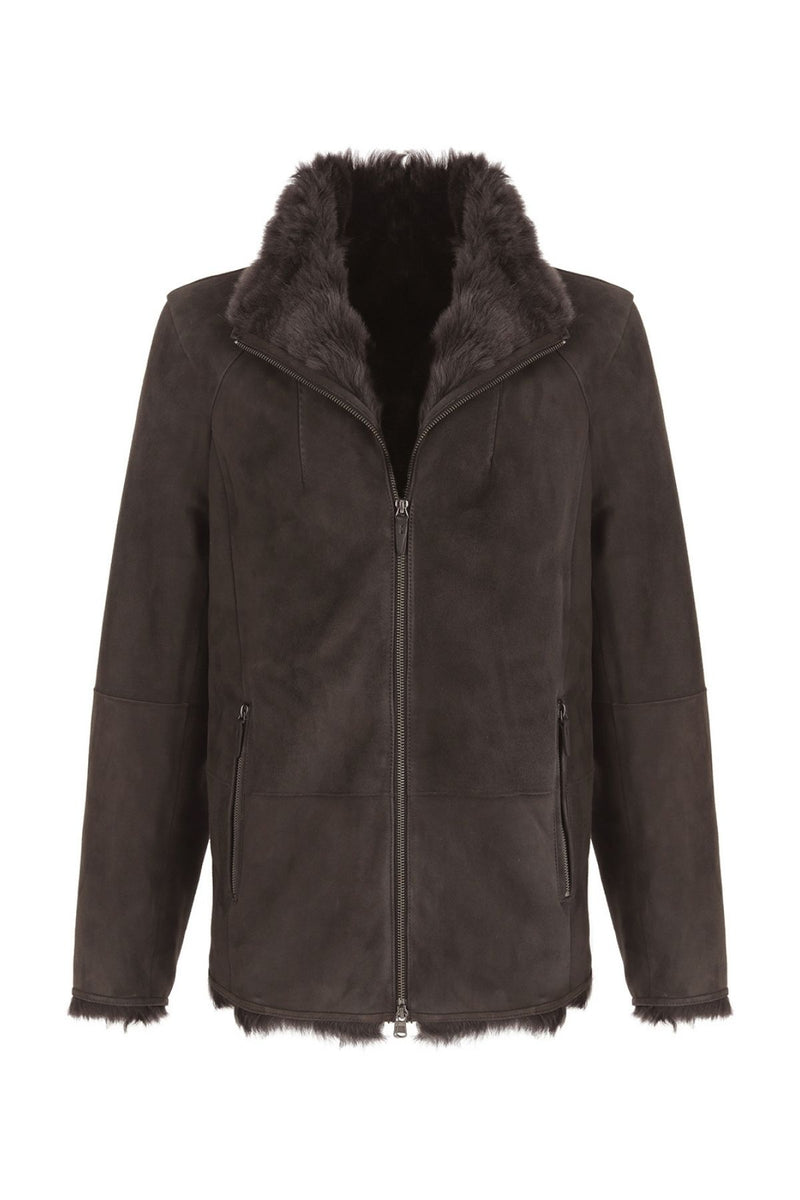 Brown Anthracite Shearling Jacket