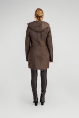 Brown Anthracite Shearling Coat