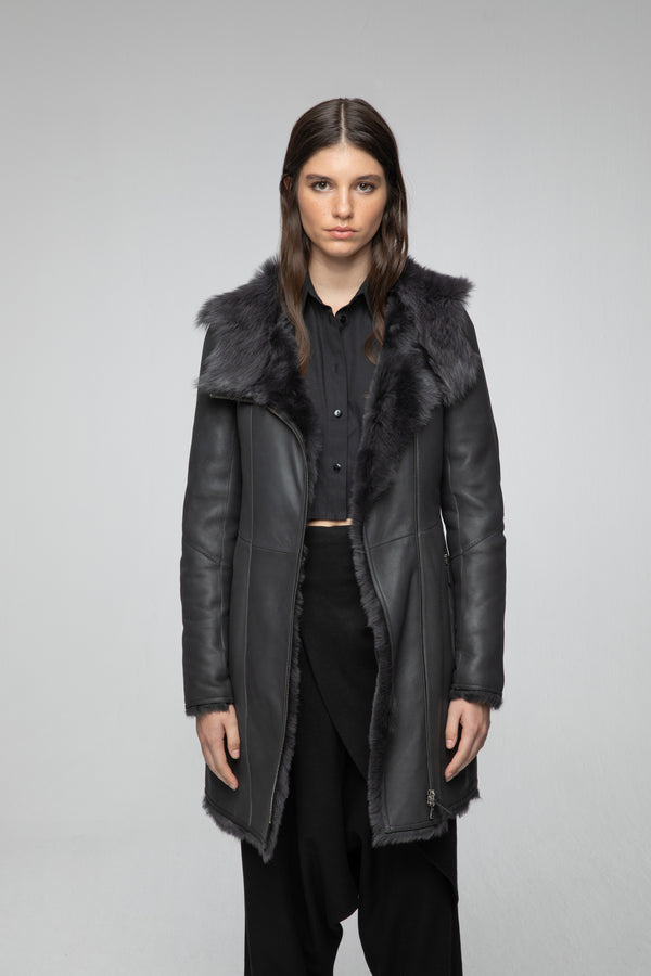 Amelie - Anthracite Shearling Coat