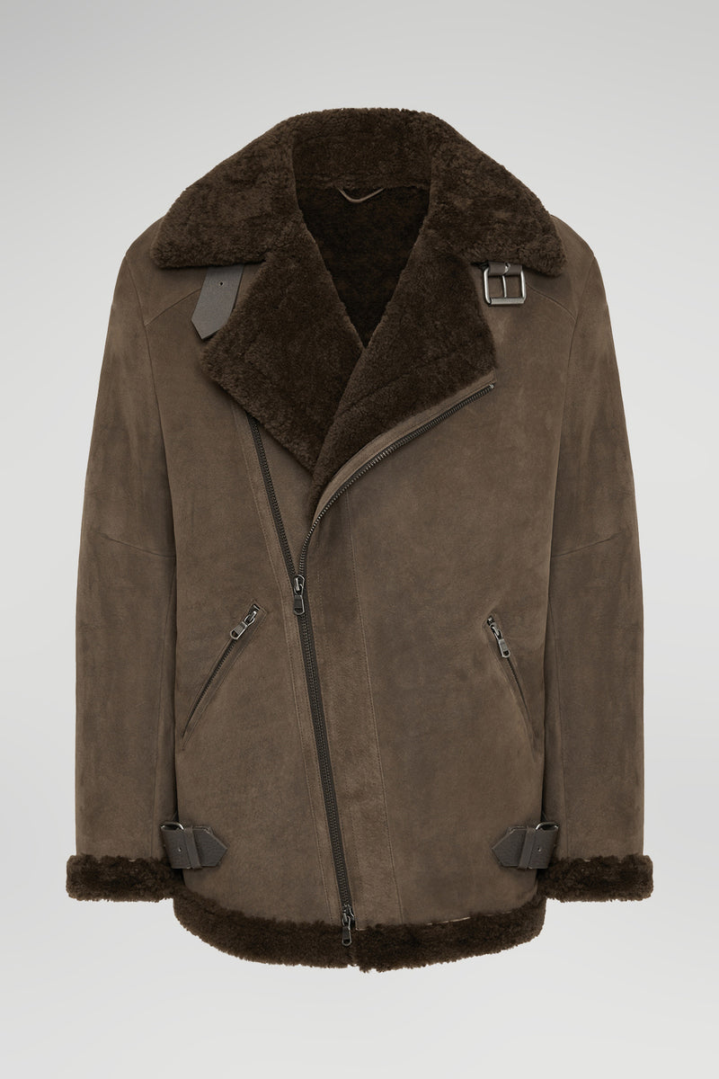 Charlie - Manteau en peau lainée Brown Tobacco