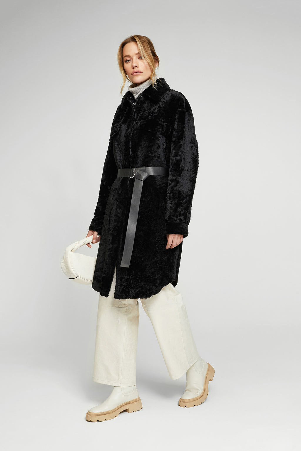 Gianna Black Shearling Coat V S P