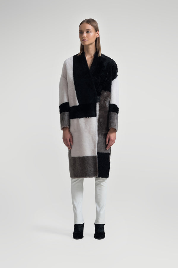 Multicolor Shearling Coat