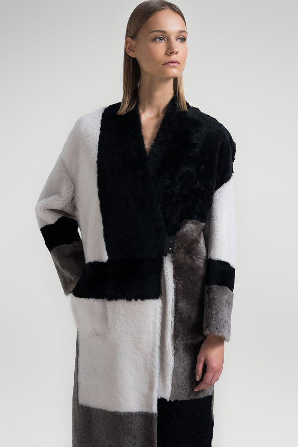 Multicolor Shearling Coat