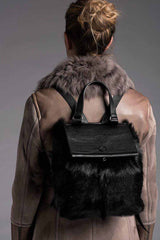 Black Shearling Backpack