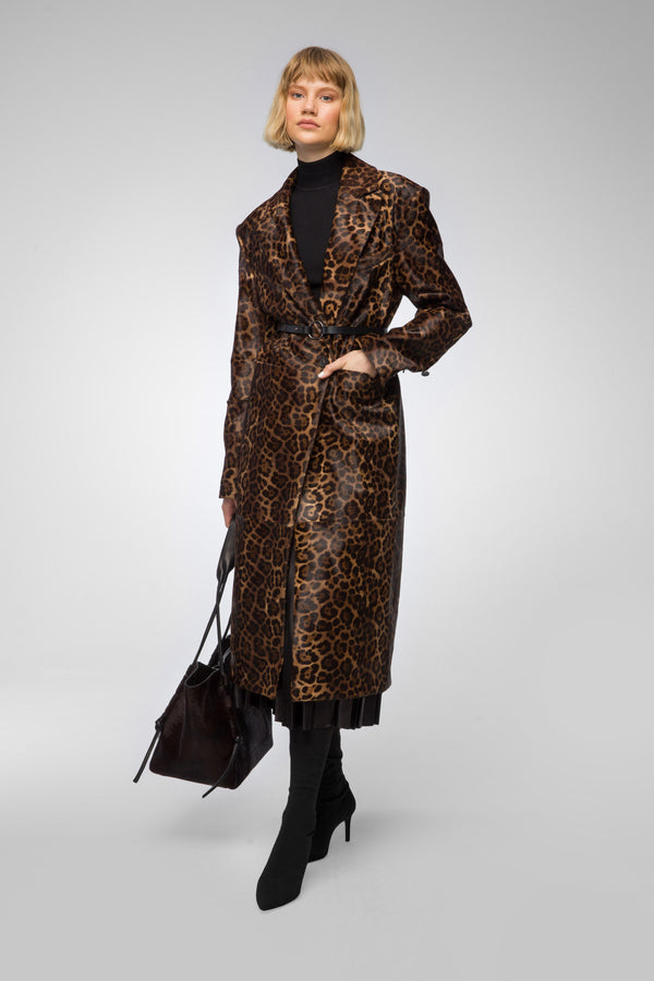 Margueritte - Brown Leopard Shearling Coat