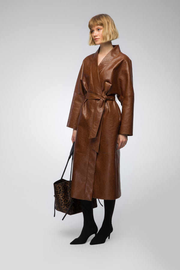 Camelya - Brown Leather Coat
