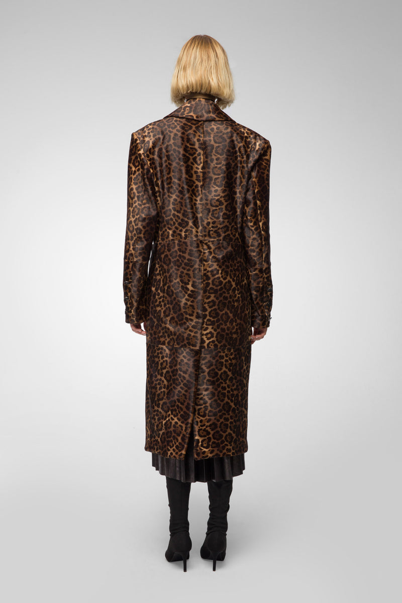 Margueritte - Brown Leopard Shearling Coat