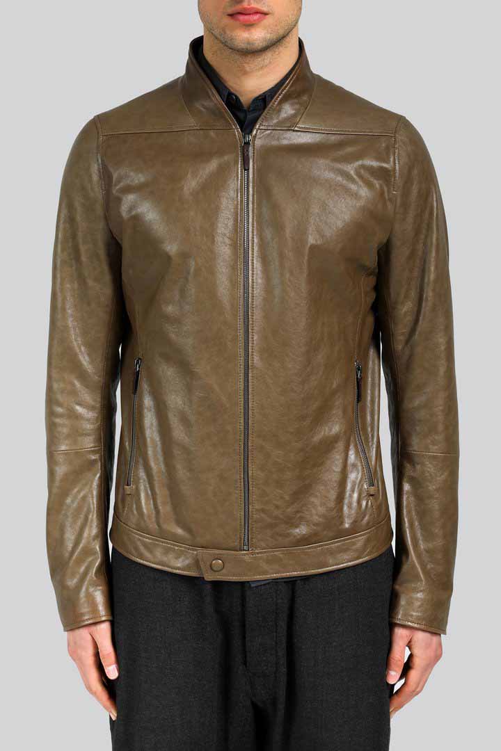 Veste en cuir Tabac Brun