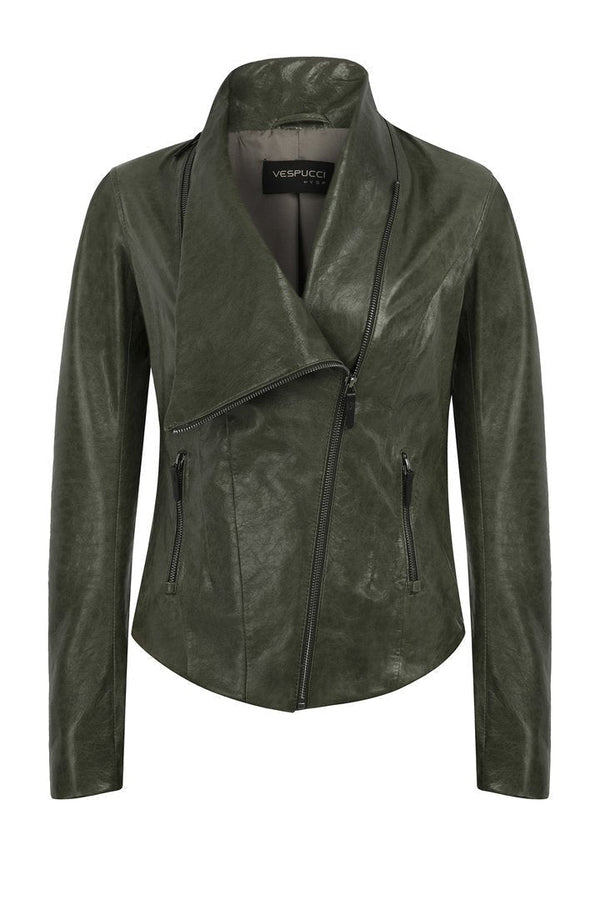 Alba - Green Leather Jacket